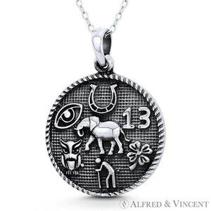 Elephant Horseshoe Clover 13 Man Owl All-Seeing Eye Charm in 925 Sterling Silver